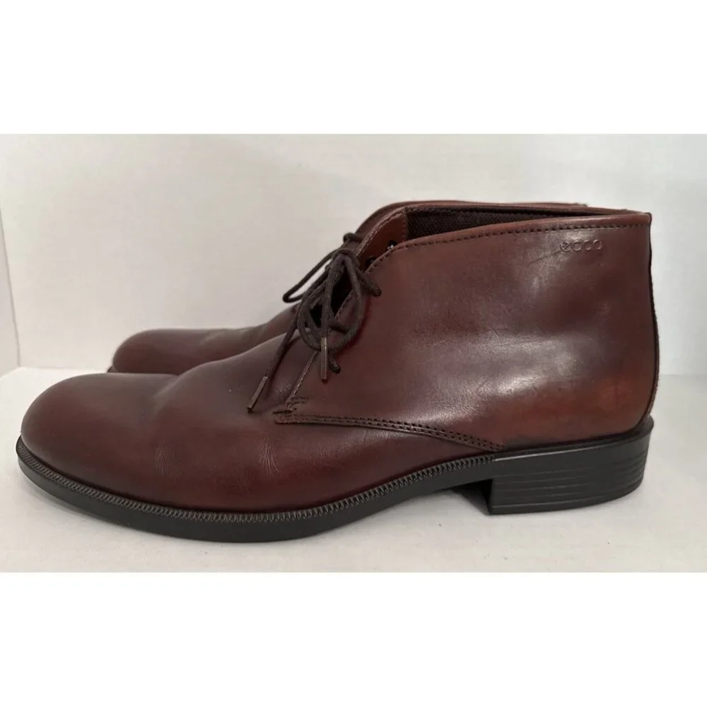 ECCO Chukka Boots Shoes EU 46 US 12/12.5‎ Cognac Brown Leather Ankle Lace Up
